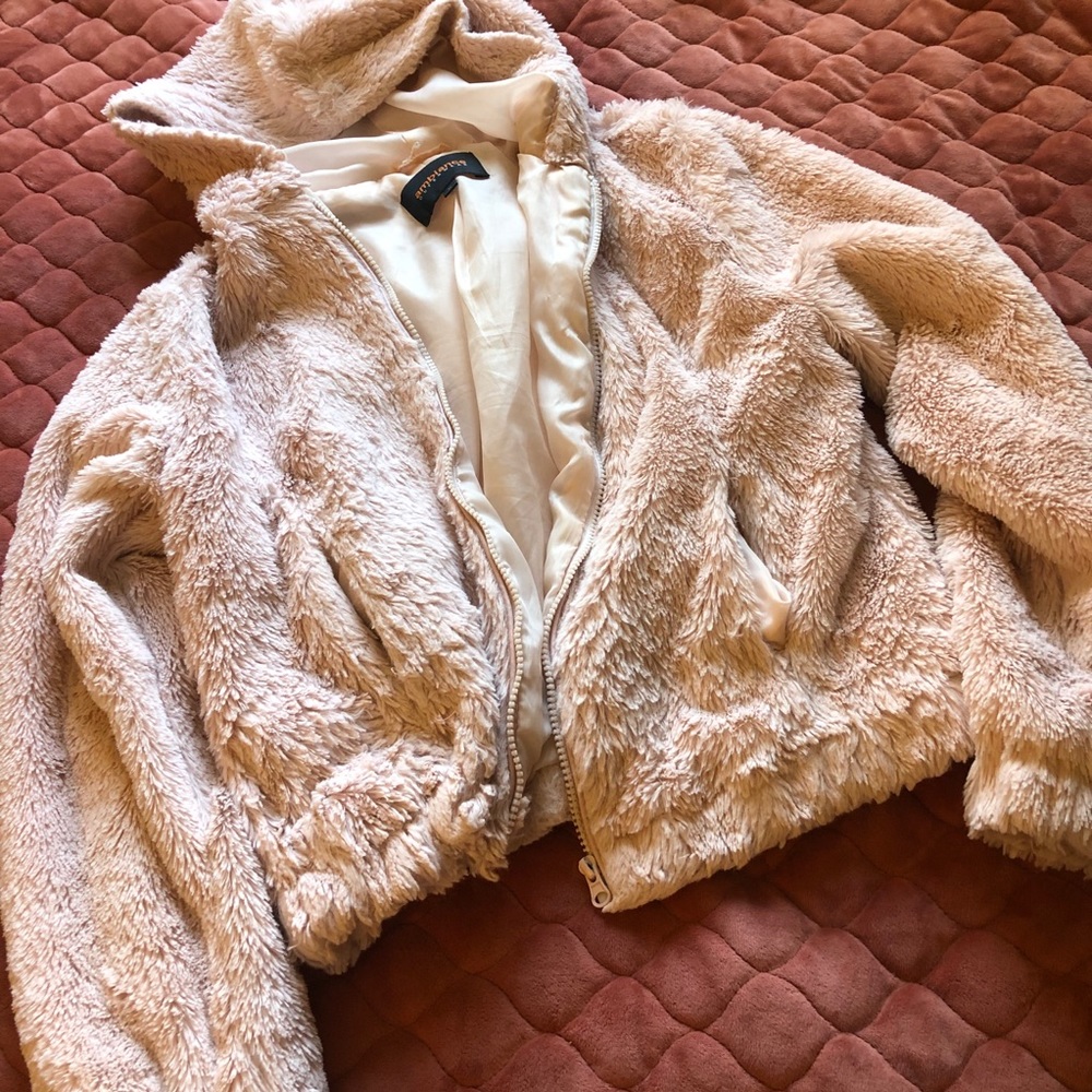 Pink fuzzy coat